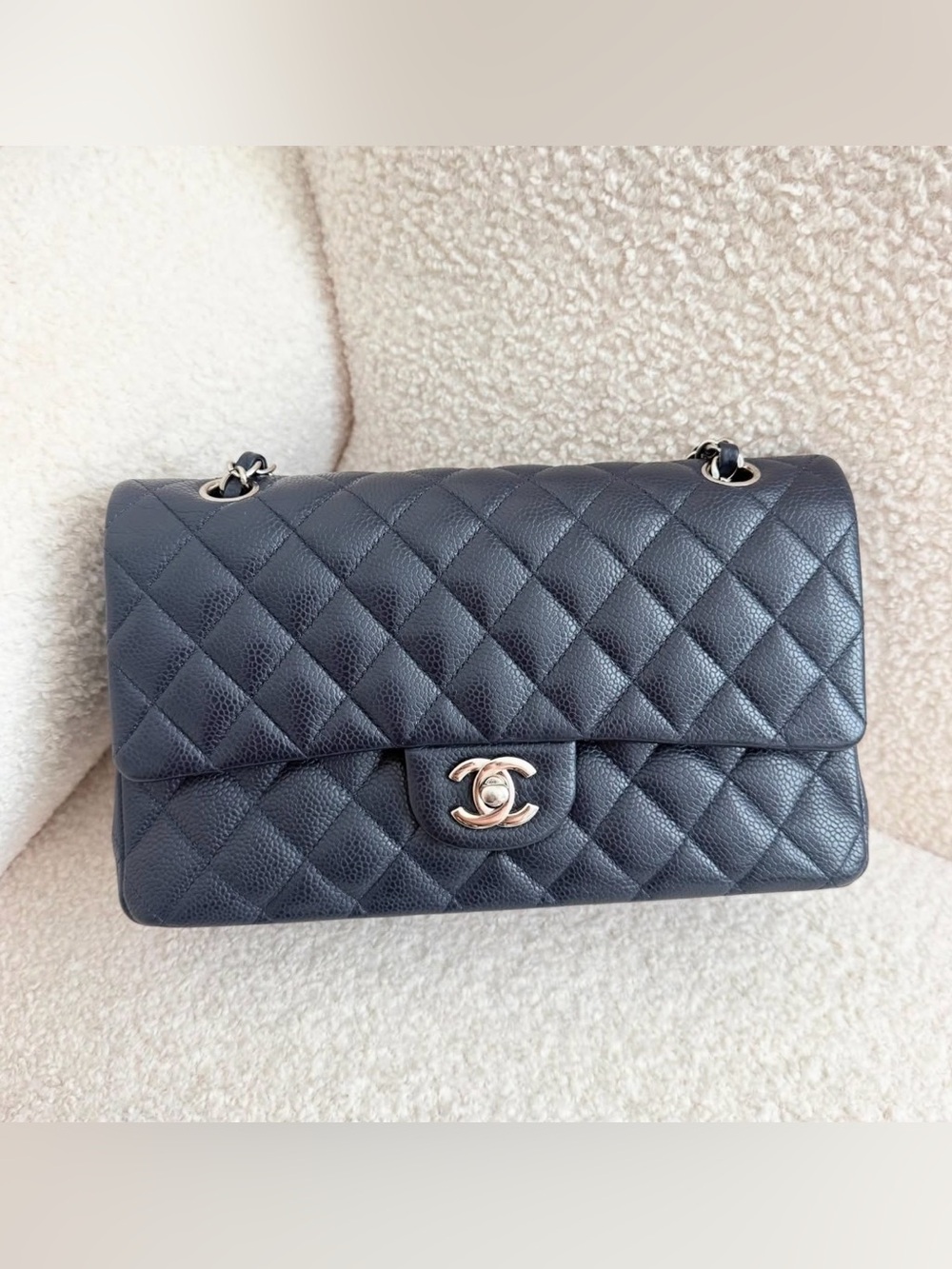 Chanel Classic Flap Bag 25cm Navy Caviar series 19